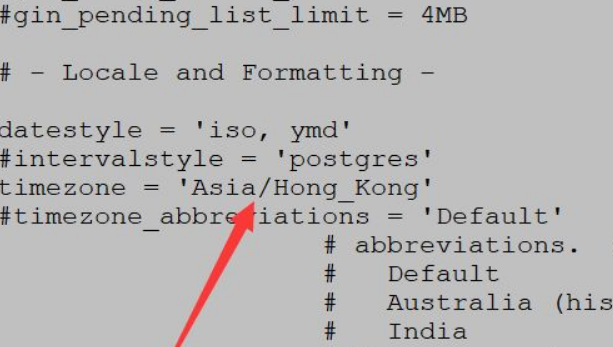 怎么修改postgresl时区